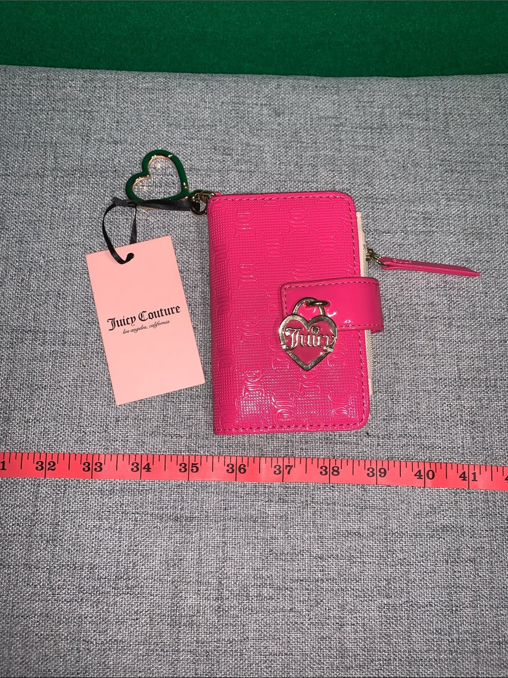 Juicy Couture Hot Pink Heart Charm Phone Wallet with Zipper